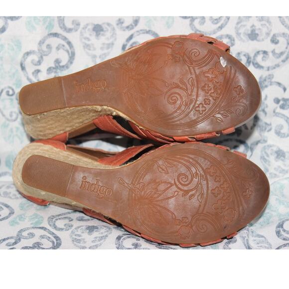 Clarks Indigo Sky Pocomo Wedge Sandal in‎ Burnt Orange Size 7M - Picture 6 of 6